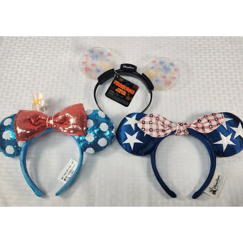 Disney Parks Edition Set Of 3 Mickey Mouse Minnie Ears Lights Up New with Tags